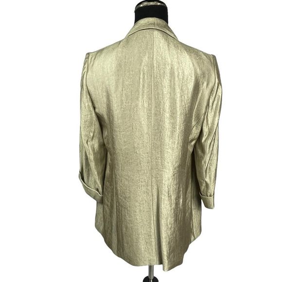 Kasper 2 piece Kristy Slim Fit Pant Suit Slacks Open Front Blazer Gold M… - Picture 4 of 13